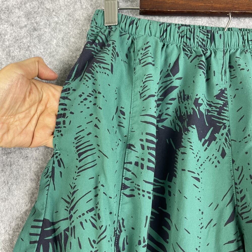 Kleen Parachute Pants Womens Medium Green Palm Print Pull On Cropped Tropical - Picture 10 of 11